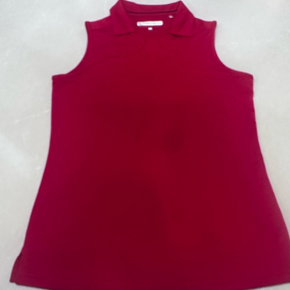 Pebble Beach Tops - Pebble Beach Dry Luxe Sleeveless Red Golf Tank Top, Scalloped Collar, Large